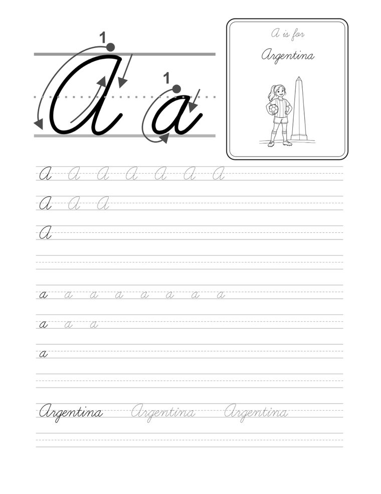 A de Argentina: una página por letra, con flechas