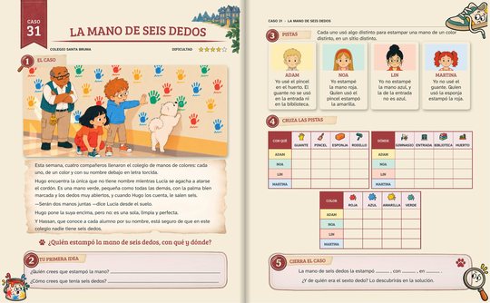 Doble página del caso: La mano de seis dedos